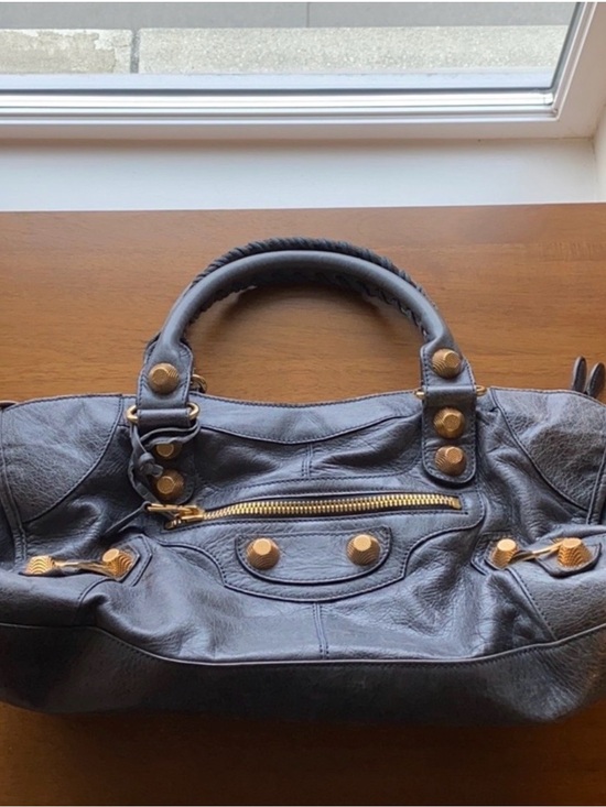 Balenciaga Handbags - Balenciaga Leather Shoulder Bag with Gold-Tone Studs
